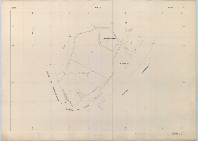 Romery (51465). Section  AC échelle 1/2000, plan renouvelé pour 1965, plan régulier (papier armé).