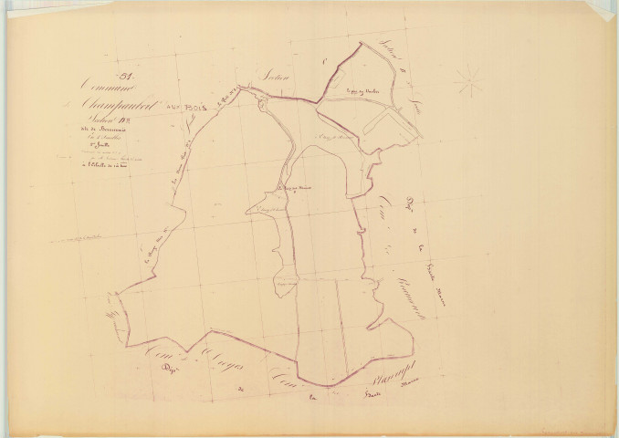 Giffaumont-Champaubert (51269). Section 114 D2 échelle 1/4000, plan napoléonien sans date (copie du plan napoléonien), plan non régulier (papier)