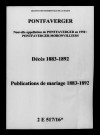 Pontfaverger. Décès, publications de mariage 1883-1892