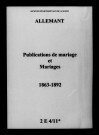 Allemant. Publications de mariage, mariages 1863-1892