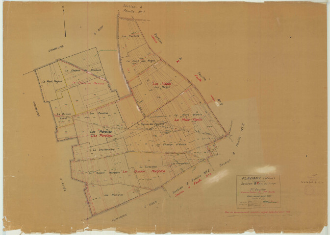 Flavigny (51251). Section Y1 échelle 1/2500, plan mis à jour pour 01/01/1952, non régulier (papier)
