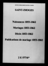 Saint-Imoges. Naissances, mariages, décès, publications de mariage 1853-1862