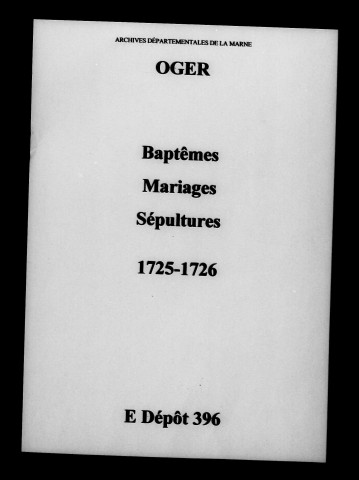 Oger. Baptêmes, mariages, sépultures 1725-1726