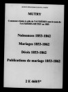 Mutry. Naissances, mariages, décès, publications de mariage 1853-1862