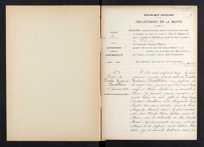 Pleurs. Décès 1913-1929