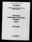 Nauroy. Naissances, publications de mariage, mariages, décès 1833-1842