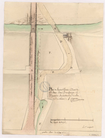 Plan de l'ancien chemin et pont du St Brice situé à Pontfaverger, 1770.