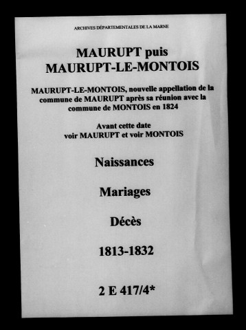 Maurupt. Naissances, mariages, décès 1813-1832