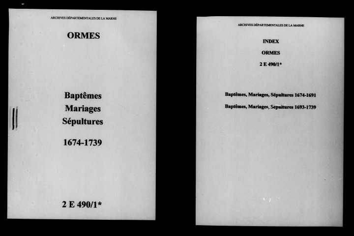 Ormes. Baptêmes, mariages, sépultures 1674-1739