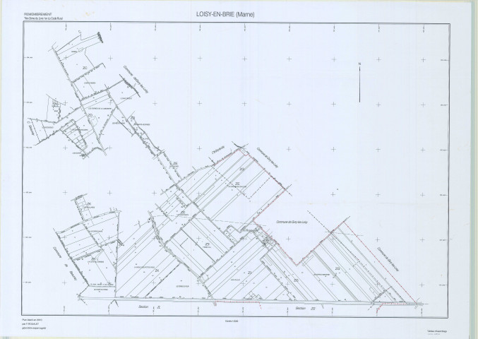 Loisy-en-Brie (51327). Tableau d'assemblage 2 échelle 1/5000, plan remembré pour 2010, plan régulier (papier)
