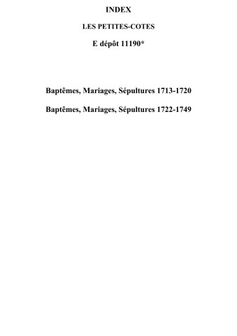 Petites-Côtes (Les). Baptêmes, mariages, sépultures 1713-1749