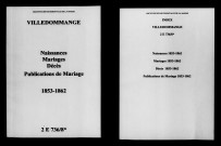Ville-Dommange. Naissances, mariages, décès, publications de mariage 1853-1862