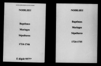 Noirlieu. Baptêmes, mariages, sépultures 1724-1746