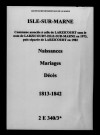 Isle-sur-Marne. Naissances, mariages, décès 1813-1842