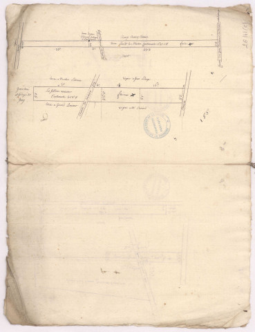 Plan brouillon au net du domaine de l'Archevêché sur le terroir des Mesneux 1762