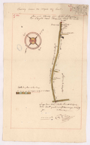 Plan de la seigneurie du chapitre au canton dit les Croyères, à Chamery (1768), Crion