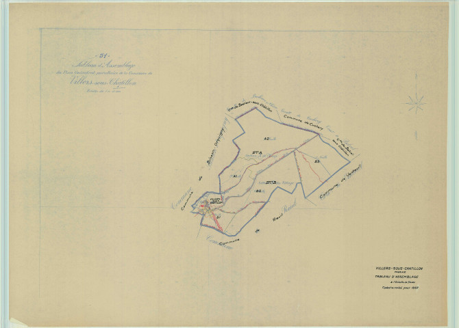 Villers-sous-Châtillon (51637). Tableau d'assemblage échelle 1/10000, plan pour 1957, (papier).