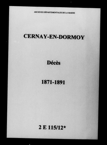 Cernay-en-Dormois. Décès 1871-1891