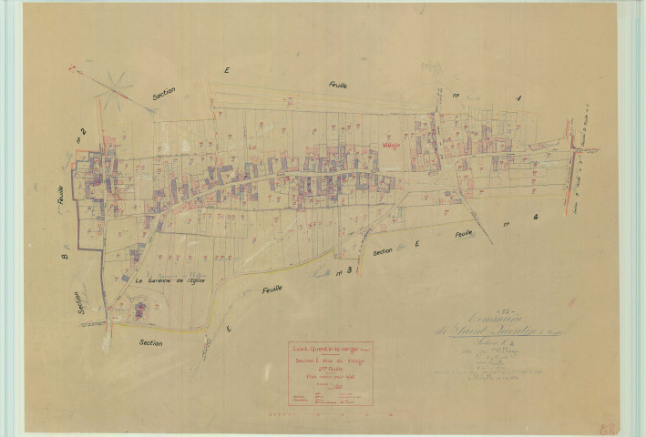Saint-Quentin-le-Verger (51511). Section E2 échelle 1/1250, plan mis à jour pour 01/01/1948, non régulier (papier)