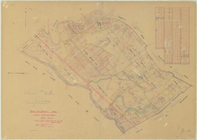 Togny-aux-Bœufs (51574). Section A échelle 1/2500, plan mis à jour pour 1957, plan non régulier (papier)