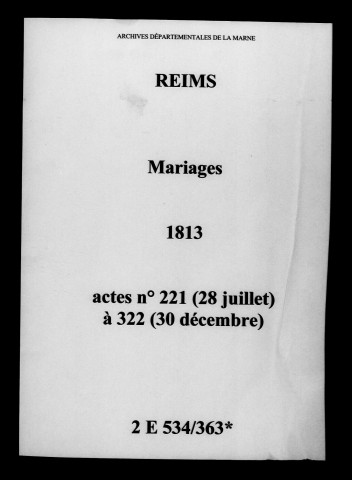 Reims. Mariages 1813