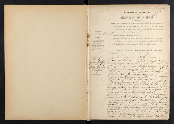 Venteuil. Mariages 1893-1929