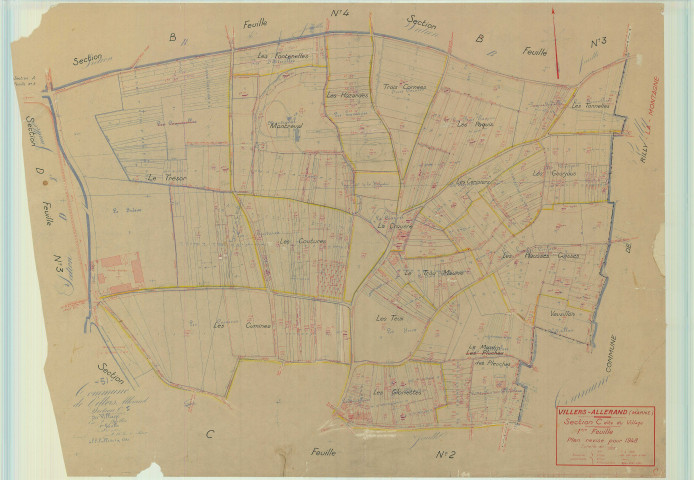 Villers-Allerand (51629). Section C1 échelle 1/1250, plan mis à jour pour 1948, plan non régulier (papier).