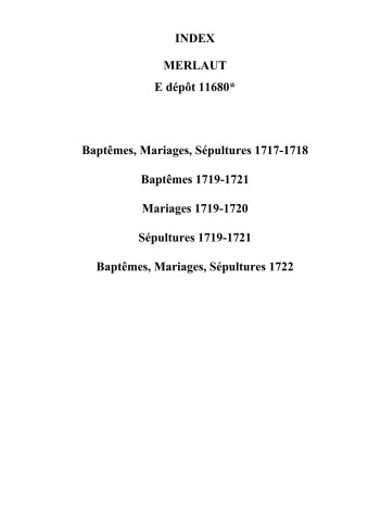 Merlaut. Baptêmes, mariages, sépultures 1717-1722