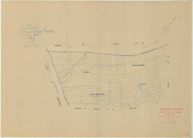 Connantray-Vaurefroy (51164). Section F4 échelle 1/2000, plan mis à jour pour 01/01/1955, non régulier (papier)