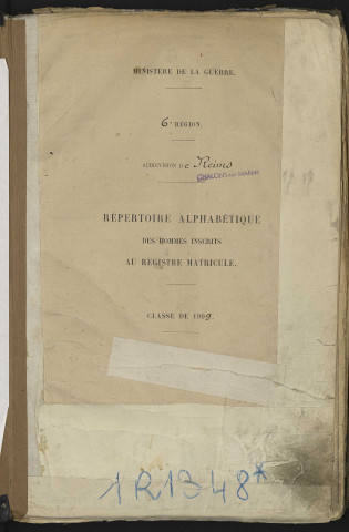 Répertoire alphabétique des registres matricules