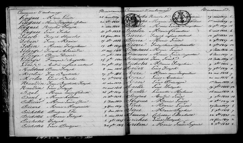 Ambonnay. Table décennale 1813-1822