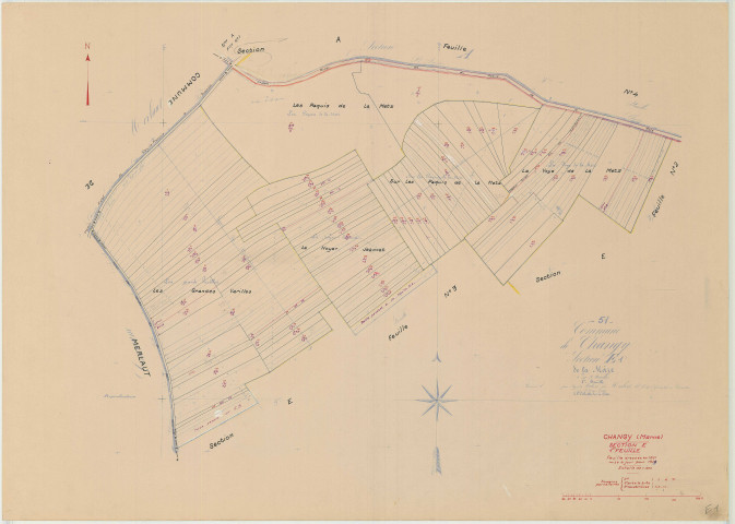 Changy (51122). Section E1 échelle 1/1250, plan mis à jour pour 1959, plan non régulier (papier)