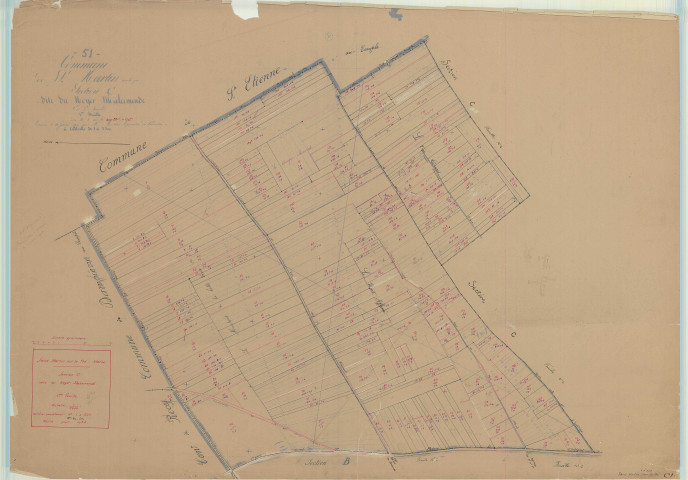 Saint-Martin-sur-le-Pré (51504). Section C1 échelle 1/2500, plan mis à jour pour 1934, plan non régulier (papier)