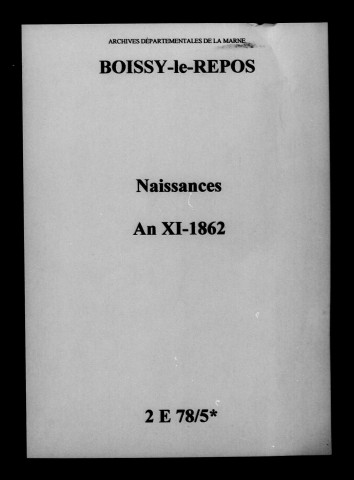Boissy-le-Repos. Naissances an XI-1862