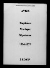 Avize. Baptêmes, mariages, sépultures 1754-1777