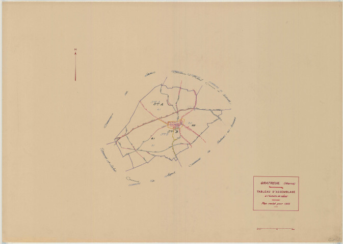 Gratreuil (51280). Tableau d'assemblage 1 échelle 1/10000, plan mis à jour pour 1935, plan non régulier (papier)