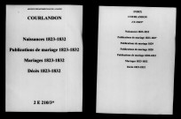 Courlandon. Naissances, publications de mariage, mariages, décès 1823-1832