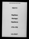 Neuvy. Baptêmes, mariages, sépultures 1751-1792