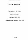 Courlandon. Naissances, décès, mariages, publications de mariage 1903-1912