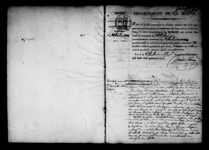 Châlons-sur-Marne. Mariages 1844