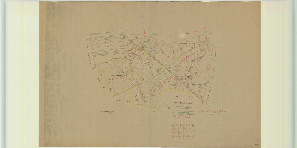 Val-des-Marais (51158). Morains (51383). Section C2 échelle 1/2000, plan mis à jour pour 1948 (pour 1949 réunion de C4 et C5 pour former C2, ancienne section C3), plan non régulier (papier)