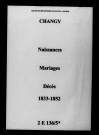 Changy. Naissances, mariages, décès 1833-1852