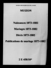 Muizon. Naissances, mariages, décès, publications de mariage 1873-1882