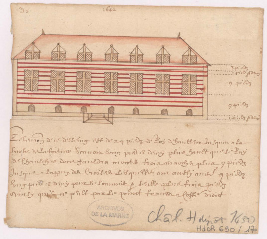 Hôpital St Maurs et Hôtel Dieu de Châlons. Plans d'ensemble de l'hôtel Dieu de Châlons, 1745.