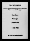 Champigneul. Baptêmes, mariages, sépultures 1718-1744