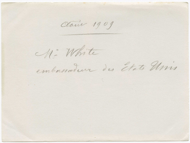 Henry White, ambassadeur des États-Unis, août 1909