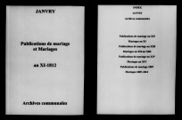 Janvry. Publications de mariage, mariages an XI-1812