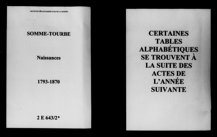 Somme-Tourbe. Naissances 1793-1870