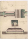 RN 3. Plan coupe et élévation d'un pont à Courthiezy par Coluel, 1773