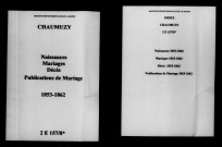 Chaumuzy. Naissances, mariages, décès, publications de mariage 1853-1862